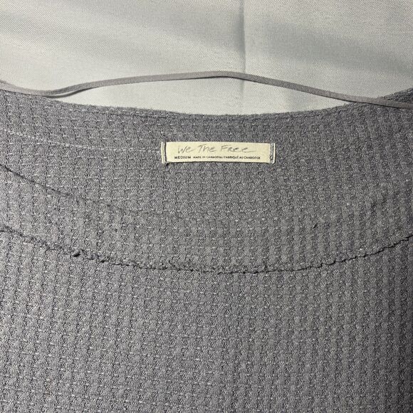 We The Free People Top North Shore Waffle Knit Thermal Tunic Size M Oversized - Picture 2 of 6